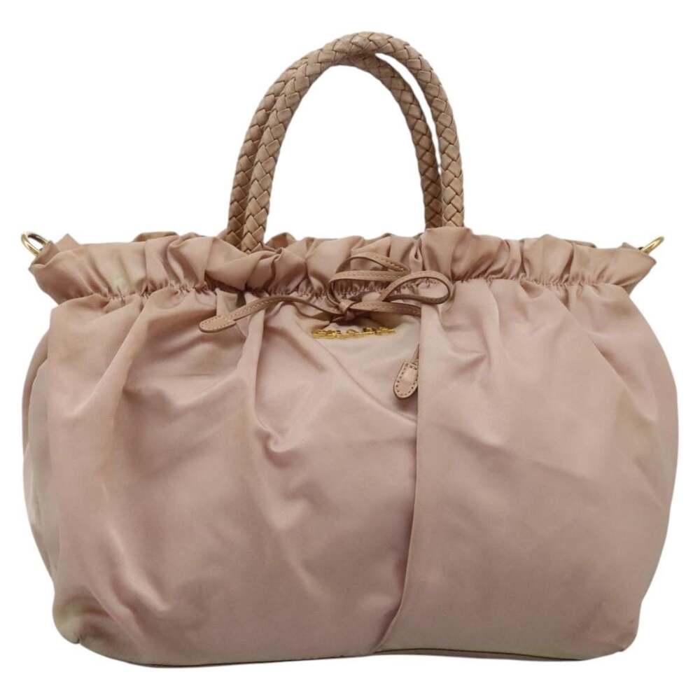 Prada Nylon Leather Handbag Pink